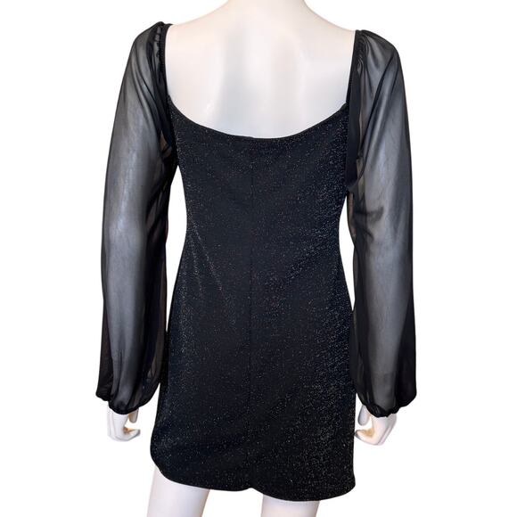 NEW JUMP APPAREL NORDSTROM Black Metallic Square Neck Bodycon Dress Size M - Picture 3 of 7